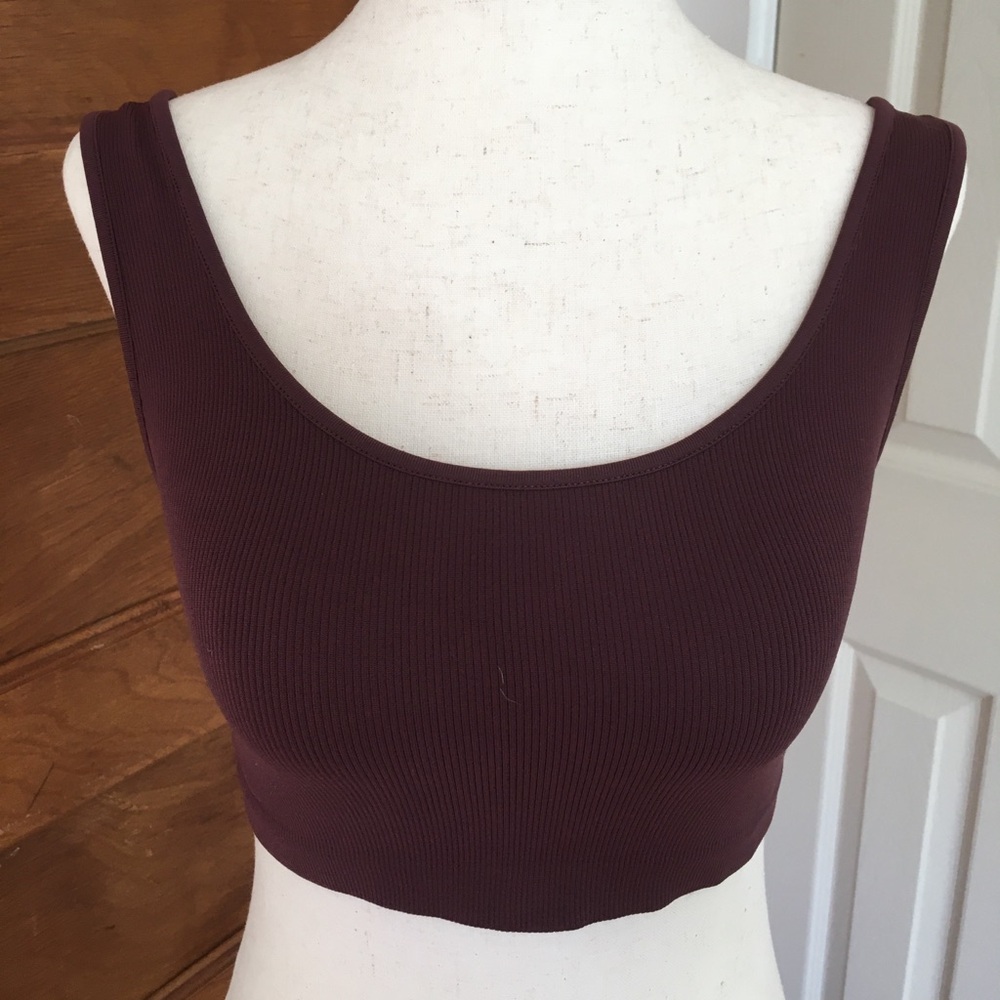 Women’s Ribbed Burgundy Bralette with Scoop Neck